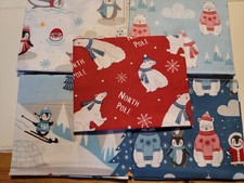 CUTE CHRISTMAS 'POLAR PALS' FAT QUARTERS - 100% COTTON