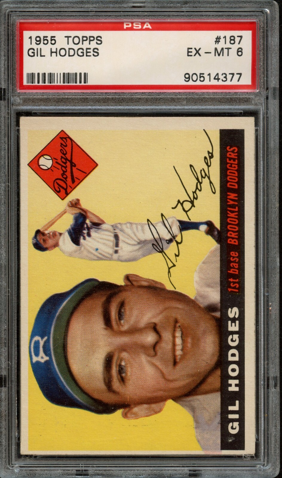 BB - 1955 - Topps - #187 - Gil Hodges - PSA 6 - EX-MT