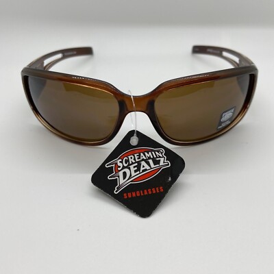 Pugs Women's Sunglasses Brown Frame Oval Light Brown Lens UV400 Protection