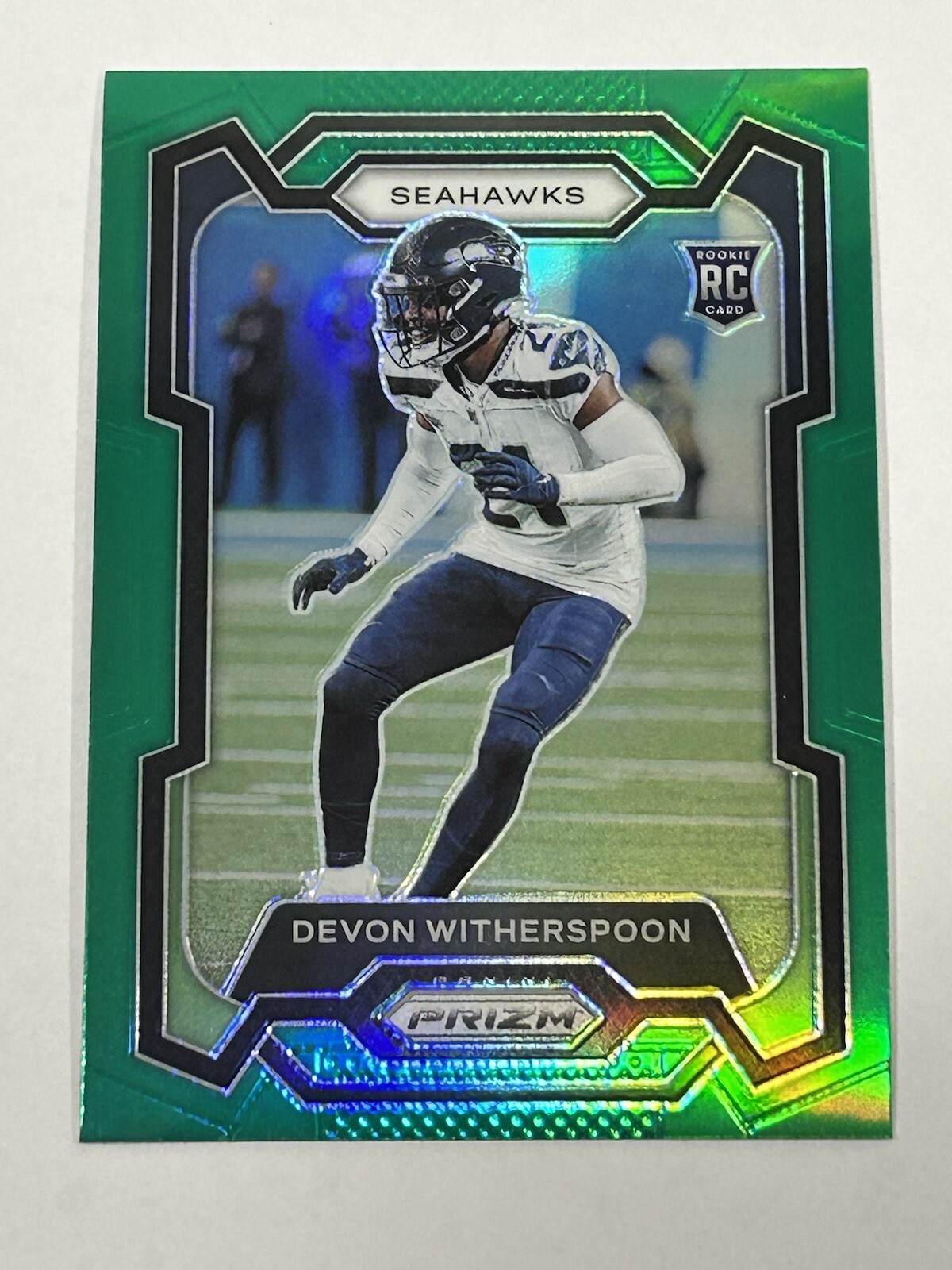 2023 Panini Prizm - Rookies Green Prizm #389 Devon Witherspoon (RC)