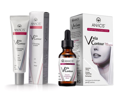 Neck Firming Lifting V line Double Chin Reducer Vela Contour Serum & Cream. Set 