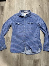 Vintage Levi's Blue Plaid Flannel Button Up Shirt 100 Cotton Size Small