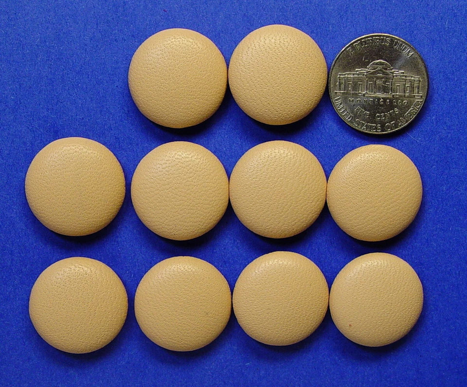 10 MADE IN USA peachy beige tone soft genuine leather jacket buttons 20mm 13/16" - Image 3 of 4