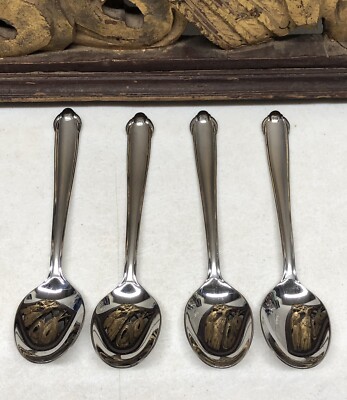 Set of 4 Oval Soup Spoons - Classico Satin by MIKASA 7 1/2'' Listing A
