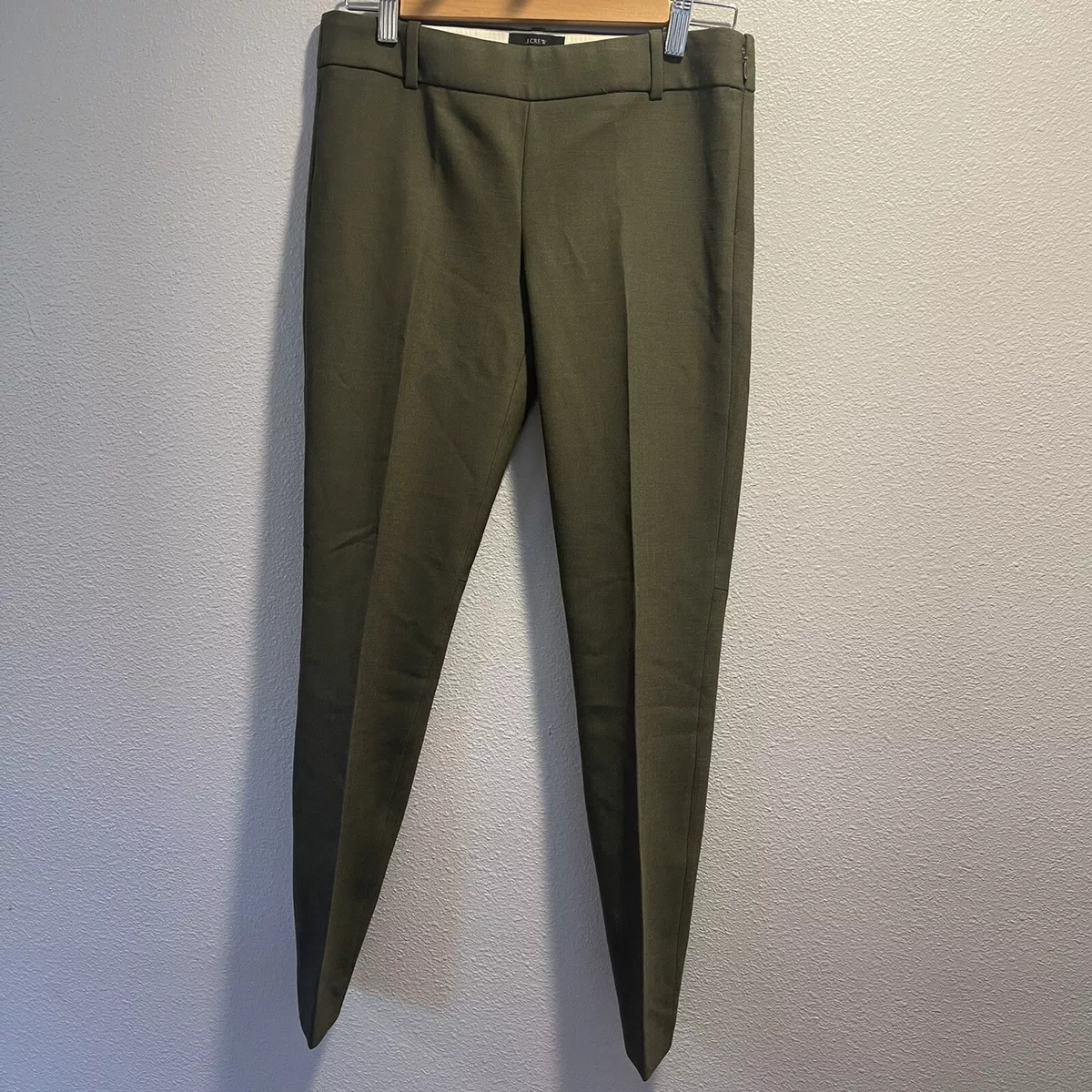 J. CREW Minnie Olive Green Pants Wool Blend Stretch Style 06685