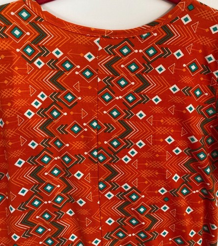 LULAROE LADIES BEACH COVER-UP CARLY DRESS Pocketed Orange/Green Diamond SZ MED - 第 4/8 張圖片