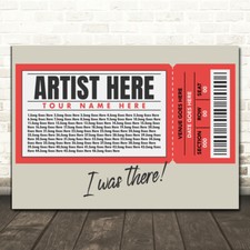 Listing image for Concert Setlist Poster Print Canvas Red Ticket - Any Artist, Date, Gig, Venue