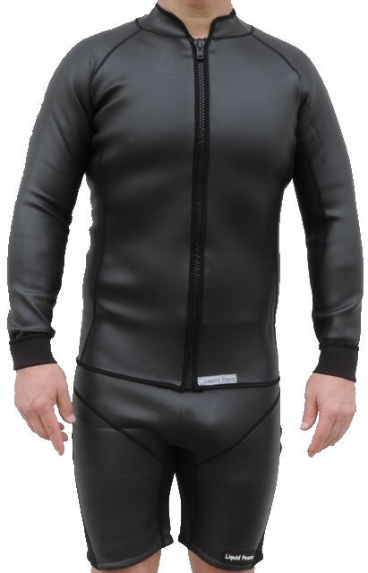 Men's 3mm Smooth Skin Wetsuit Jacket, Long Sleeve, Full Front Zip, Size: 2XL