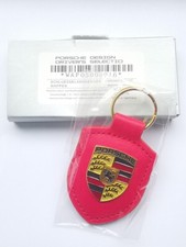Genuine Porsche Red Leather Crest Key Chain Key Ring Keychain WAP0500970H