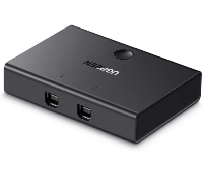 USB Sharing Switch USB 2.0 Peripheral Switcher Adapter Box 2 Devices Share 1 USB