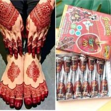 Golecha Cherry Red Color Henna Temporary Tattoo Body Art - Red - 1Box 12pcs 