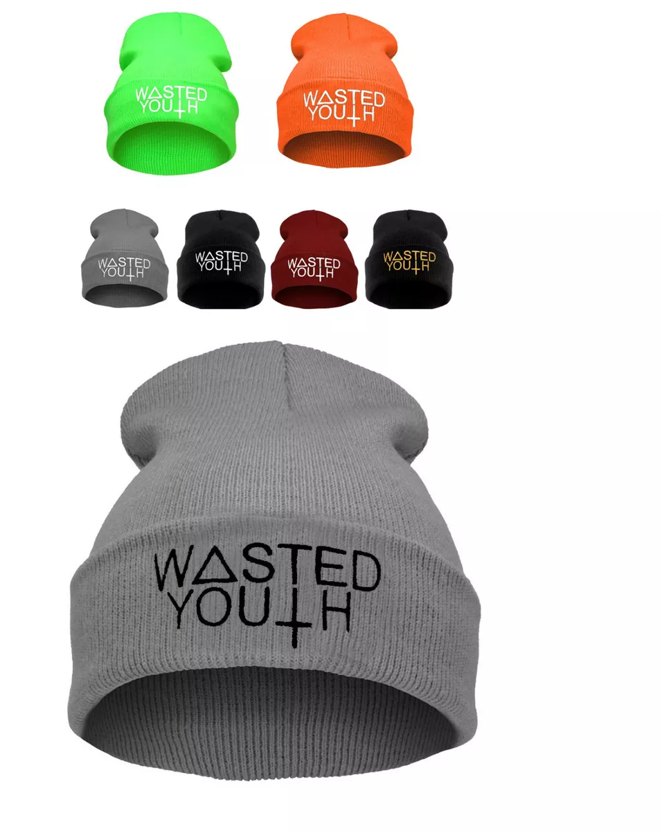 NEW Winter BEANIE HAT Cap Baggy Hip Hop WASTED YOUTH Bad Day Day Swag Cash SKI