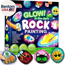 Rock Painting Kit- Glow in the Dark Rock Kit, Arts and Crafts for Kids Ages 6-12