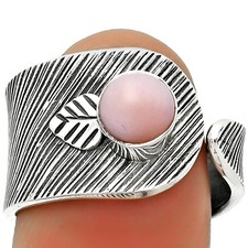 Adjustable - Pink Opal - Australia 925 Sterling Silver Ring s.7.5 Jewelry R-1319