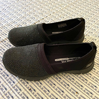 SKECHERS EZ Flex Renew Shimmer Show Relaxed Fit Memory Foam Slip-On Black 6