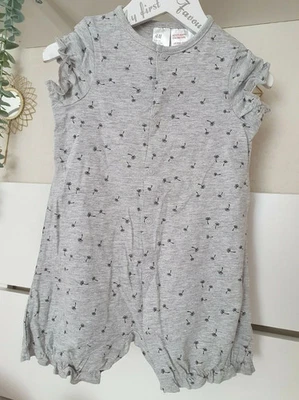H&M Pyjama Schlafanzug Strampler Spieler Overall Einteiler Pusteblumen Grau 74 - Bild 1 von 4