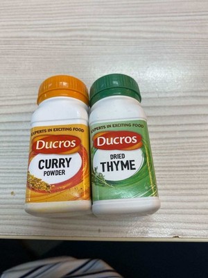 Ducros dried Thyme and curry powder.