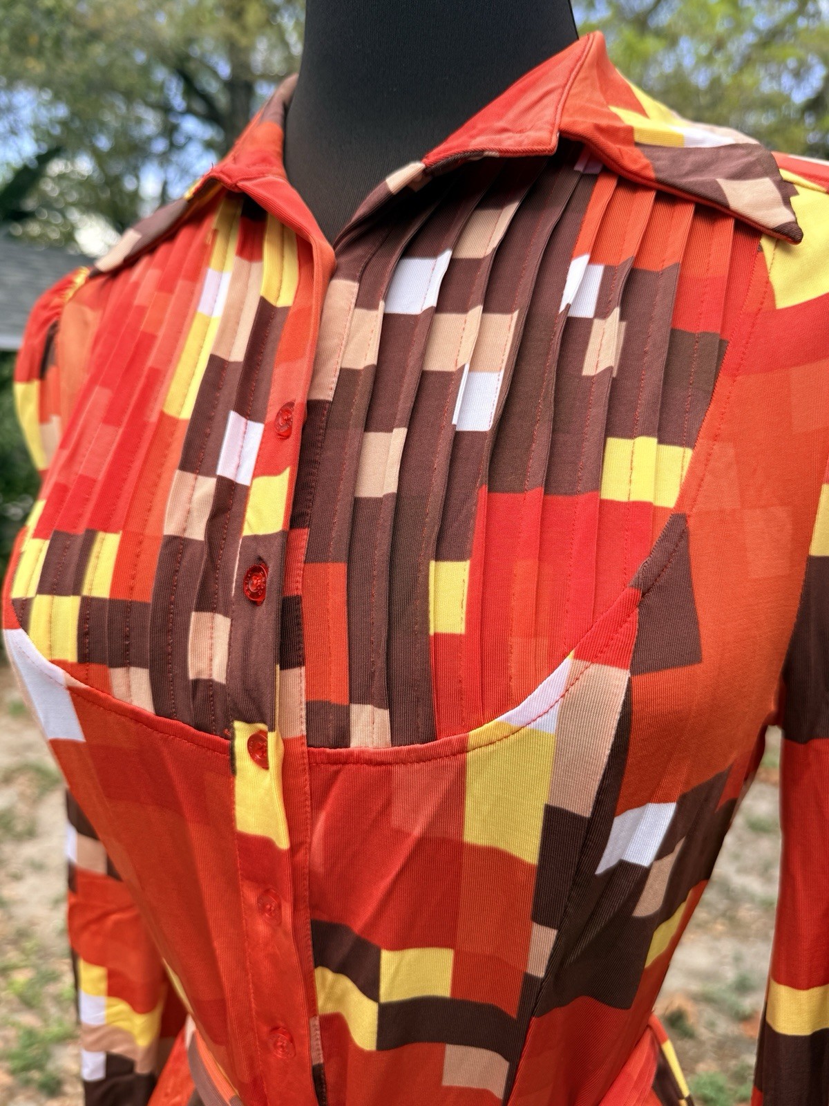 2000s Y2K Bebe Abstract Pattern Button Down Blous… - image 5