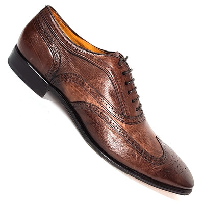 Dario Dodoni Leather Brogue Wingtip Oxford Dress Shoes Men 45.5 Brown Italy Rare