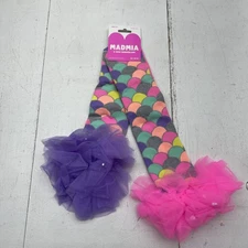 MADMIA Socks Toddler Ages 3-5 Mermaid Ruffle Non-Slip Mix Match Purple Pink