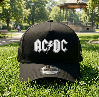 ACDC Embroidered Trucker Hat Mesh Snapback Rock Music Band Merch Cap