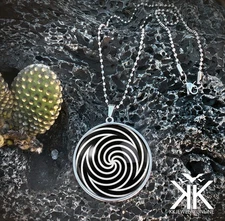 Optical Illusion Pendant - Abstract Vortex Silver Pendant Necklace - OP2-1