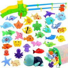 Magnetic Fishing Pool Toys Game Water Table Bathtub Bath Toy Pole Rod Floating