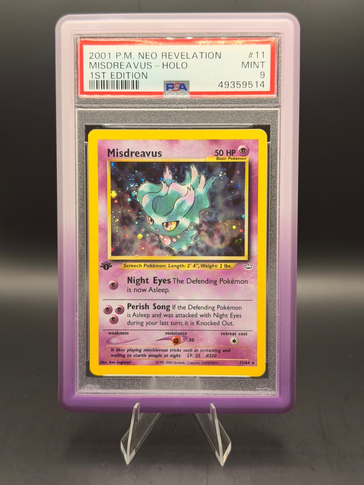 2001 POKEMON NEO REVELATION 1ST EDITION #11 MISDREAVUS-HOLO PSA 9