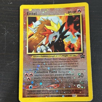 Pokemon Card Entei Movie Promo Black Star #34 Wizards Of The Coast 2001 MP