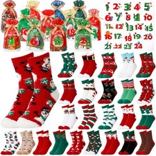 24 Pairs Christmas Sock Advent Calendar 2025 24 Days Christmas Countdown Cale...