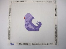 Handpainted Needlepoint Canvas Purple Bird