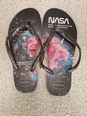 Havaianas Nasa Print UNISEX Flip Flops-Size 6 US, 37-38EUR SUPERNOVA NEW w/ Tags