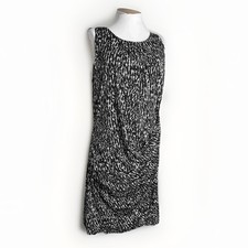 Michael Kors Size L Black White Sleeveless Short Dress Gathered At The Hip EUC