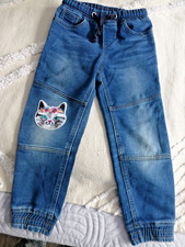Kinder Mädchen Jeans mit Katze als Bügelmot...