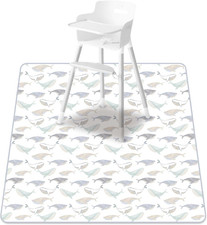 Baby Splat Mat for Under High Chair, 51 x 51 Inch Wipeable Splash Mat Floor Prot