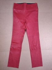 SPRWMN Women's Red Leather High Waist Ankle Leggings Pants Size M Made In USA