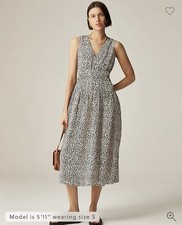 NWT J. Crew Hyacinth Dress Leopard Print V-Neck Smocked Dress Size XS