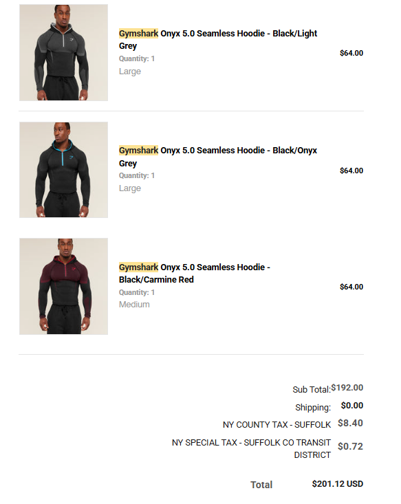 Gymshark Onyx 5.0 Seamless Hoodie Black/Onyx Grey LARGE IN HAND