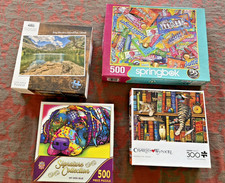 Lot of 4 Colorful, Complete Jigsaw Puzzles: 2- 500 pc, 1 -300 pc, 1 -1000pc