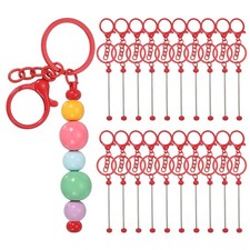 20Pcs Beadable Keychains, DIY Beaded Keychain Making Kit, Red