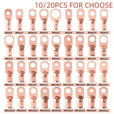 10-20PCS 8-4/0 AWG Copper Wire Lugs Ring Terminal Bare Battery Crimp Connectors