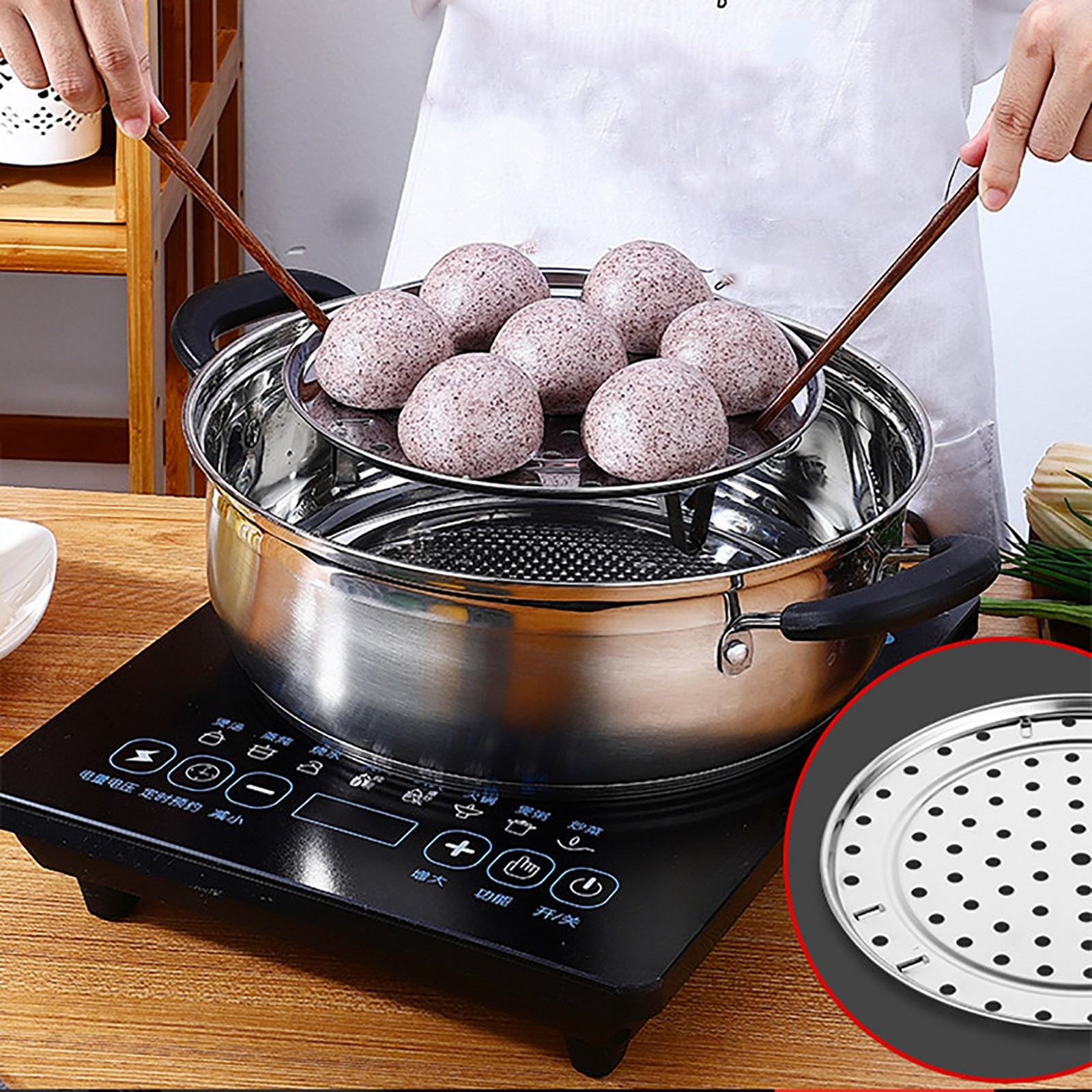 Steaming Rack Stainless Steel Multifunctional 3 Legs Steaming Stand Tray For Coo