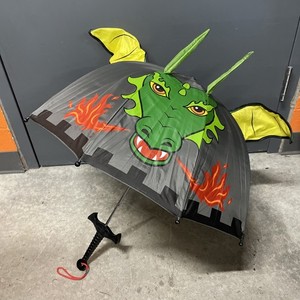 Kidorable Kids Knight & Dragon Black Canopy 3D Ears & Horns Umbrella