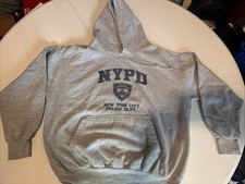 2010 NYPD Hoodie Sweatshirt XL Gray City of New York Police Dept Pullover