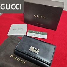 GUCCI Key Case 6-Key Holder G Mark Black x Silver
