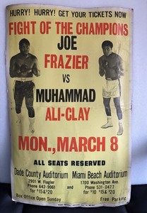 Vtge Muhammad Ali Clay vs Joe Frazier Fight Poster March 8 1971 Miami Circuit TV