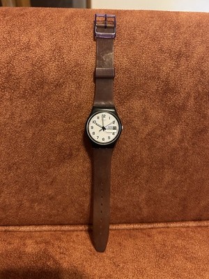 SWATCH WATCH ' ONCE AGAIN ' GB 743 / AG 1999  BLACK/ WHITE  DAY DATE Working