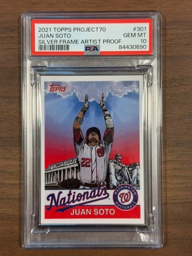 2021 TOPPS PROJECT 70 #301, JUAN SOTO by SNOOP DOGG, AP SILVER FRAME 23/51, PSA