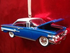 CLASSIC 1960 60 CHEVROLET CHEVY IMPALA ROYAL BLUE POLY CHRISTMAS TREE ORNAMENT