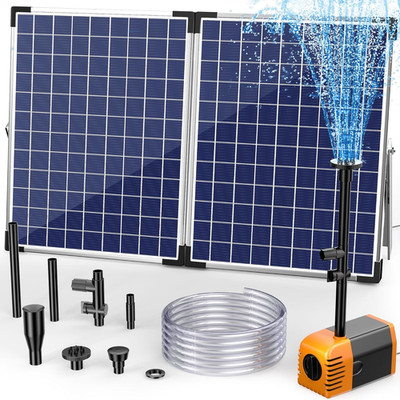 Biling 35W Solar Teichpumpe 1500 L/H Leise Solarpumpe Mit 4 Düsen, Solar Springb